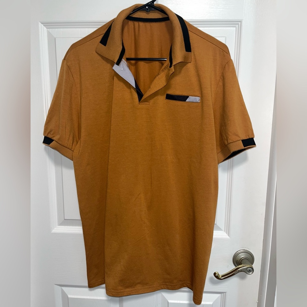 Shein Manfinity Men Contrast Trim Polo Shirt, size L